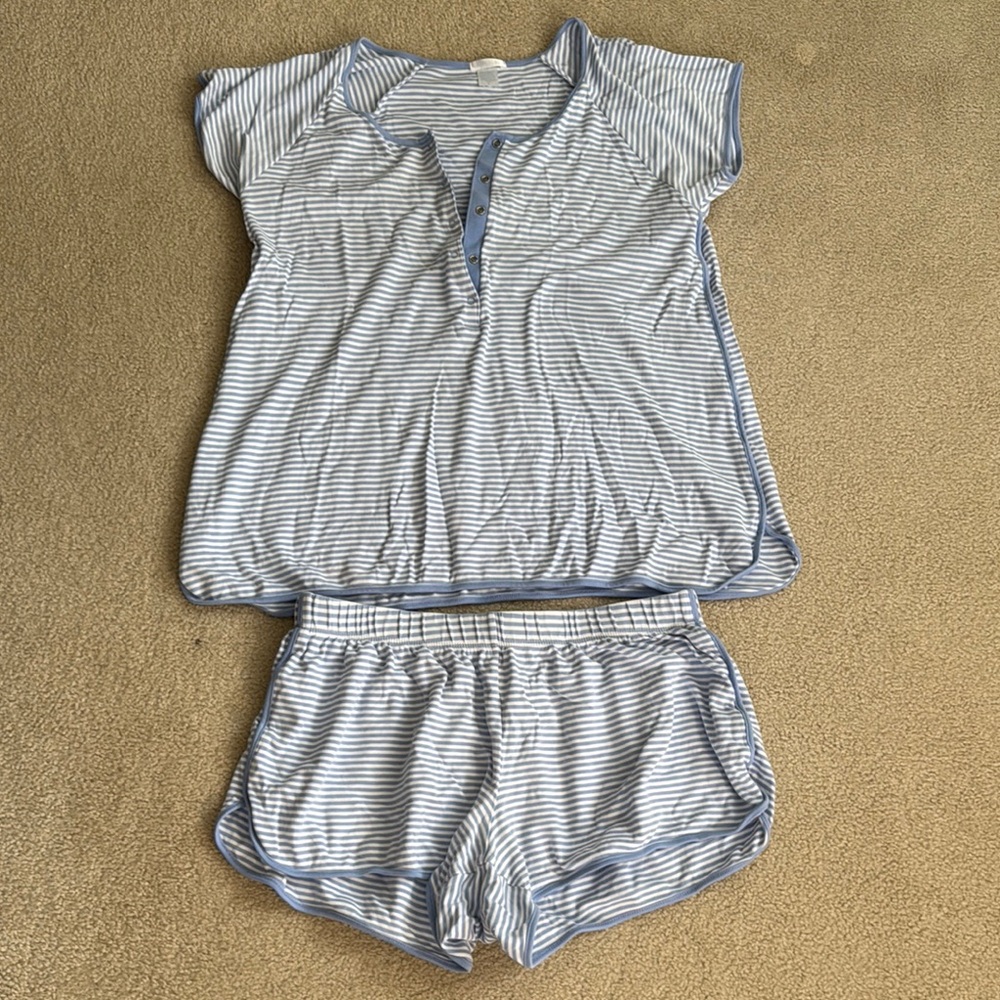 Lake Maternity Striped Blue and White Pajama Set